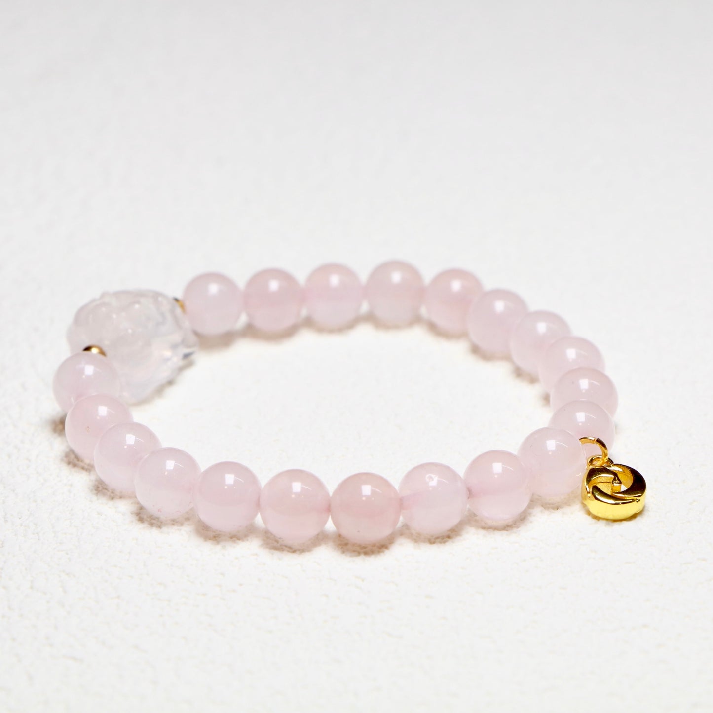 For Love:Pink Crystal and Silver Obsidian Bracelet Set
