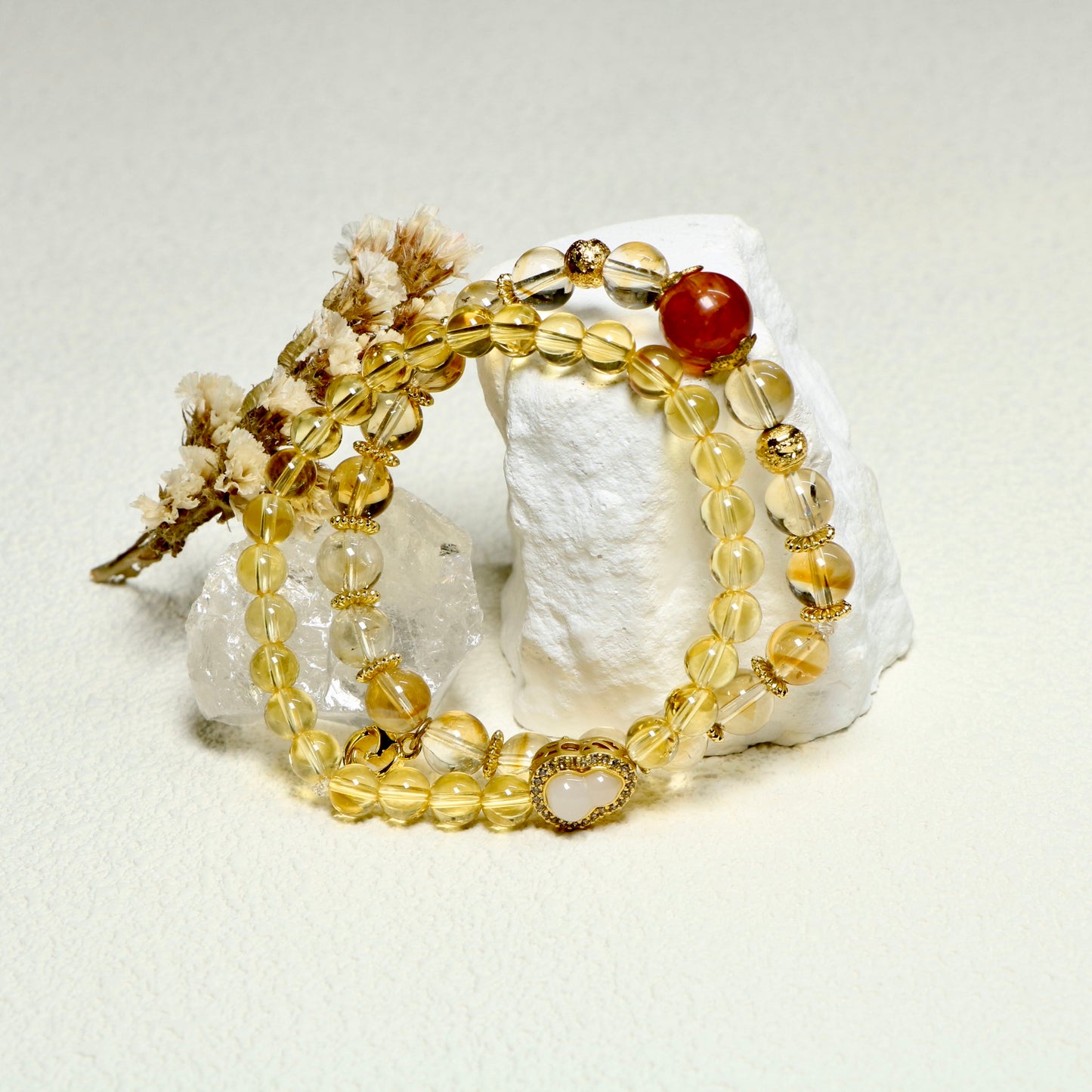 Yellow Citrine and Red Hematoid Energy Bracelet