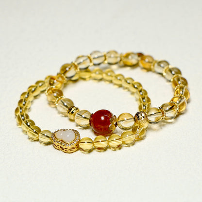 Yellow Citrine and Red Hematoid Energy Bracelet