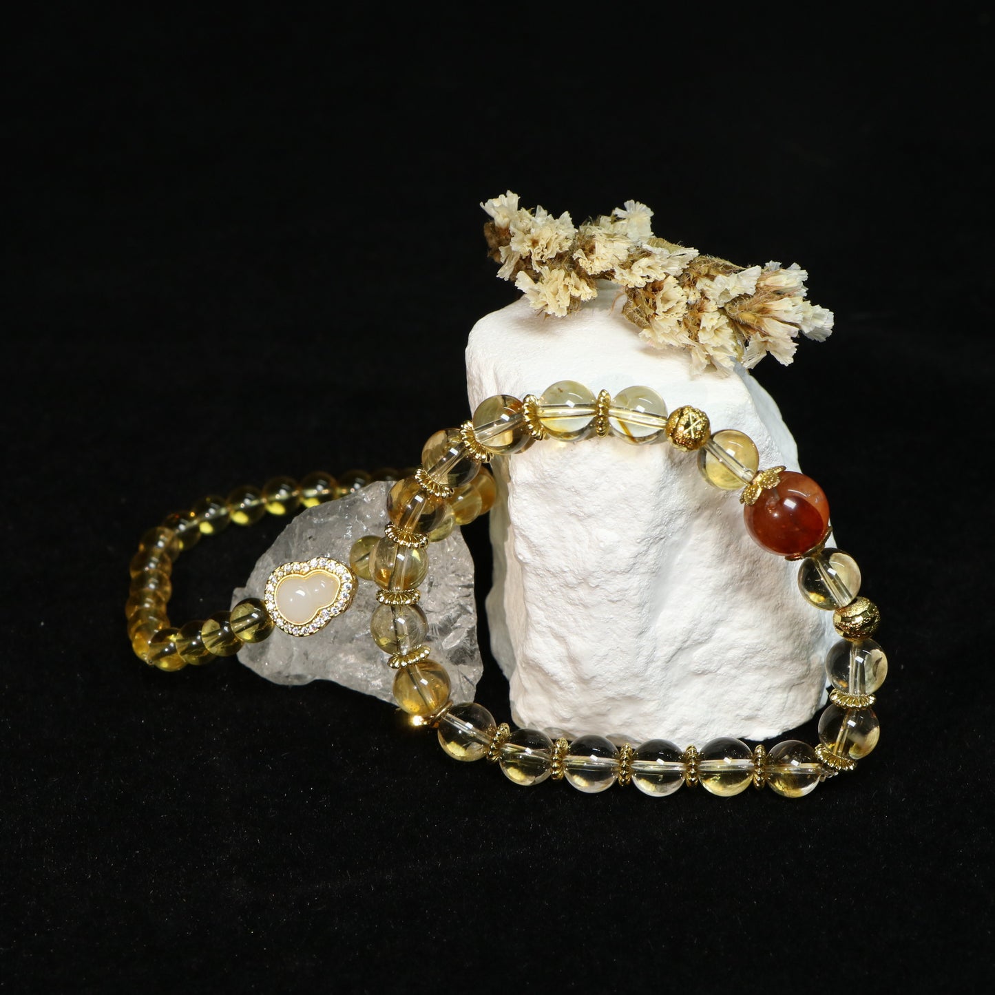 Yellow Citrine and Red Hematoid Energy Bracelet
