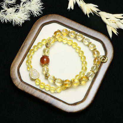 Yellow Citrine and Red Hematoid Energy Bracelet