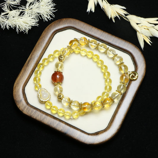 Yellow Citrine and Red Hematoid Energy Bracelet