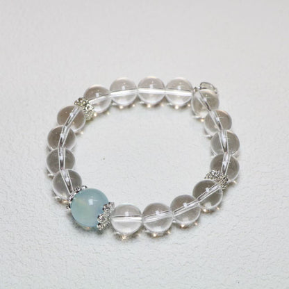 Aquamarine and White Crystal Energy Bracelet