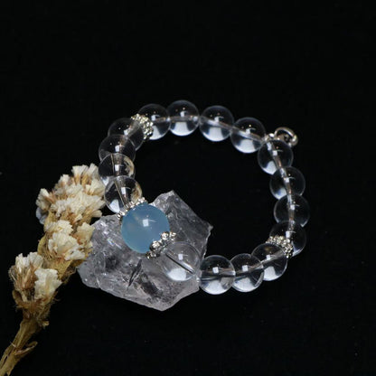 Aquamarine and White Crystal Energy Bracelet