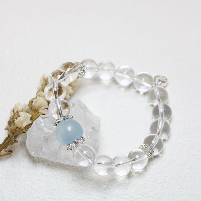 Aquamarine and White Crystal Energy Bracelet