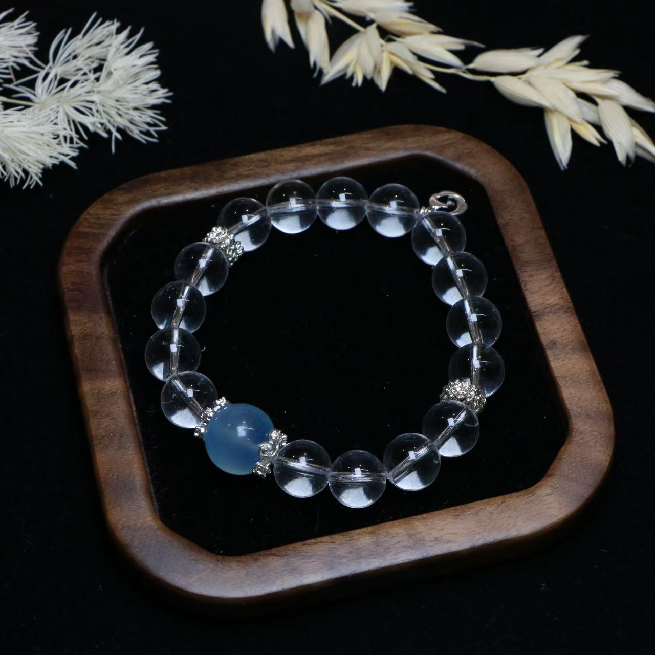 Aquamarine and White Crystal Energy Bracelet