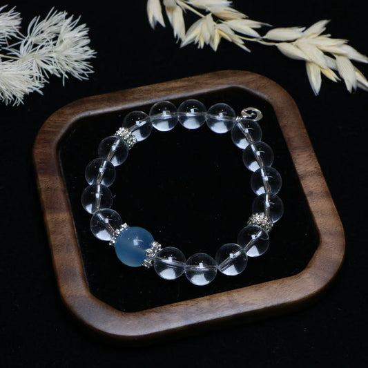 Aquamarine and White Crystal Energy Bracelet